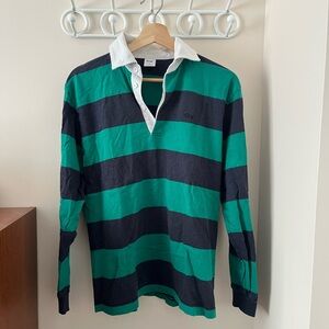 Aritzia TNA Striped Rugby Shirt in Green and Navy